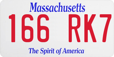 MA license plate 166RK7