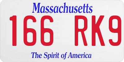 MA license plate 166RK9