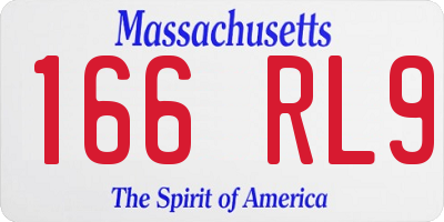 MA license plate 166RL9