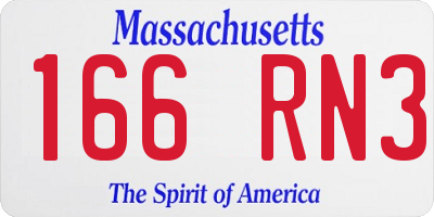 MA license plate 166RN3