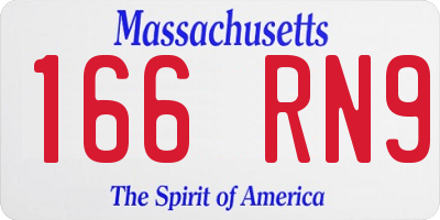 MA license plate 166RN9