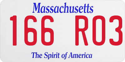 MA license plate 166RO3