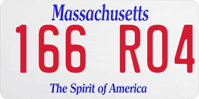 MA license plate 166RO4