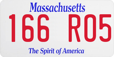 MA license plate 166RO5