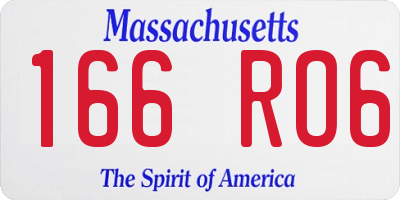 MA license plate 166RO6