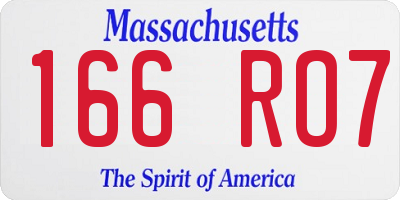 MA license plate 166RO7
