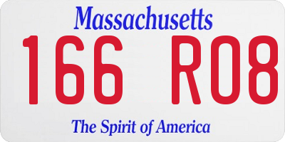 MA license plate 166RO8