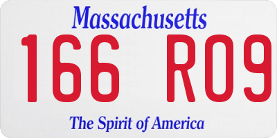 MA license plate 166RO9