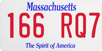 MA license plate 166RQ7