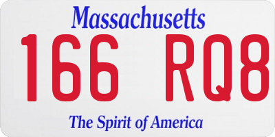 MA license plate 166RQ8
