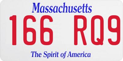 MA license plate 166RQ9