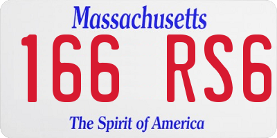 MA license plate 166RS6