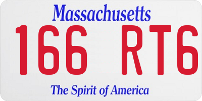 MA license plate 166RT6