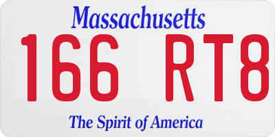 MA license plate 166RT8