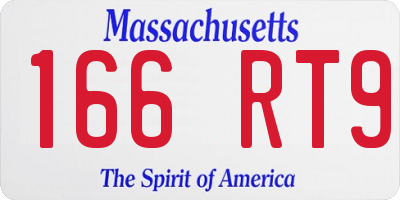 MA license plate 166RT9