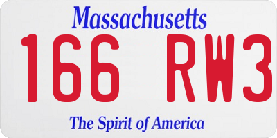 MA license plate 166RW3
