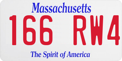 MA license plate 166RW4