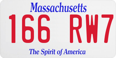 MA license plate 166RW7