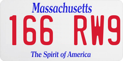 MA license plate 166RW9