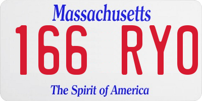 MA license plate 166RY0