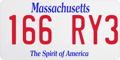 MA license plate 166RY3