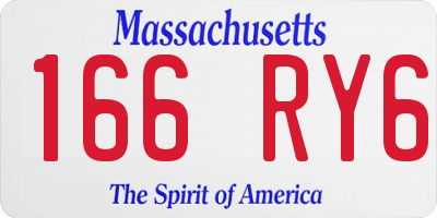 MA license plate 166RY6
