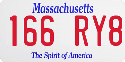 MA license plate 166RY8