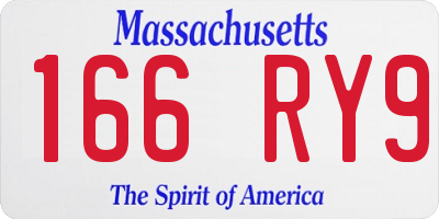 MA license plate 166RY9