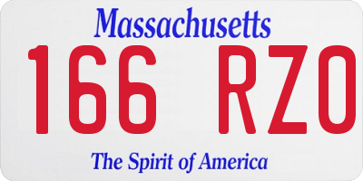MA license plate 166RZ0
