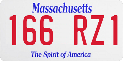 MA license plate 166RZ1