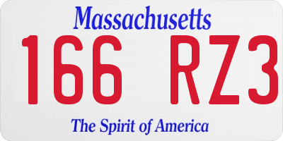 MA license plate 166RZ3
