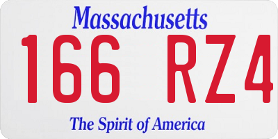 MA license plate 166RZ4