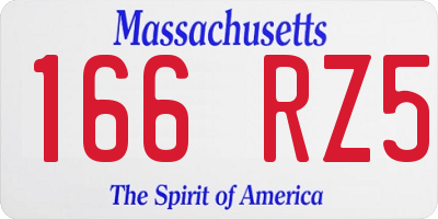 MA license plate 166RZ5