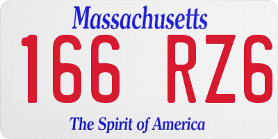 MA license plate 166RZ6