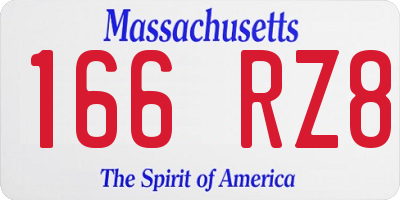 MA license plate 166RZ8