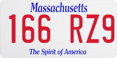 MA license plate 166RZ9