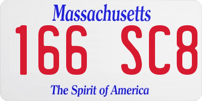 MA license plate 166SC8