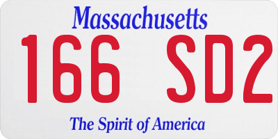 MA license plate 166SD2