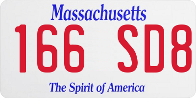 MA license plate 166SD8