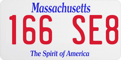MA license plate 166SE8