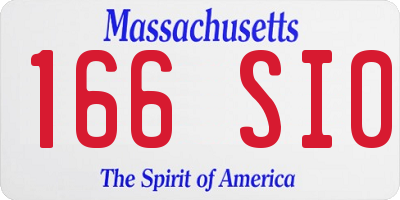 MA license plate 166SI0