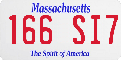 MA license plate 166SI7