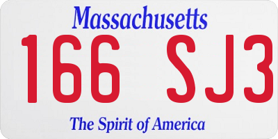 MA license plate 166SJ3