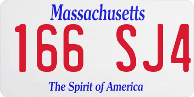 MA license plate 166SJ4