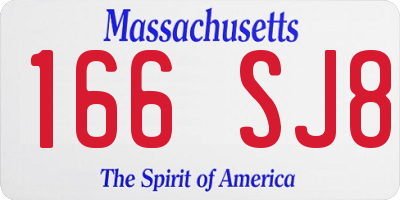 MA license plate 166SJ8