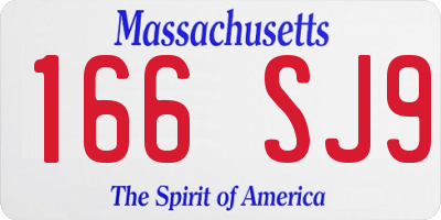 MA license plate 166SJ9