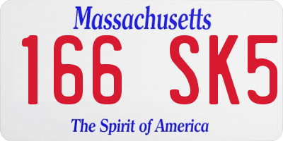 MA license plate 166SK5
