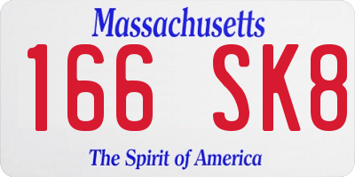 MA license plate 166SK8