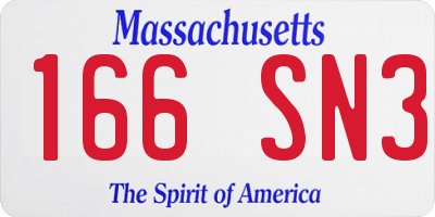 MA license plate 166SN3