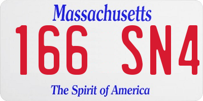MA license plate 166SN4